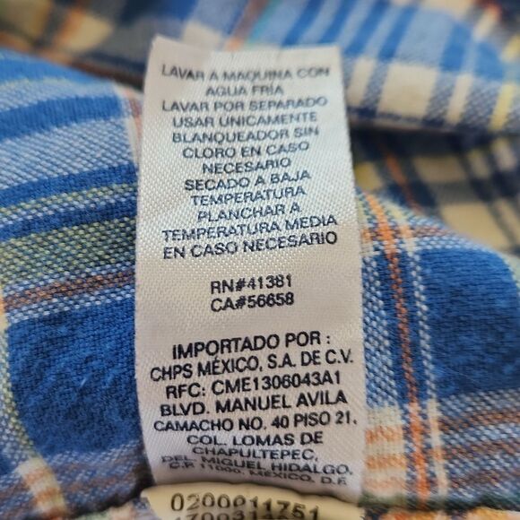 Chaps men's XXL blue plaid 100% cotton button-down collar casual shirt - Picture 5 of 7